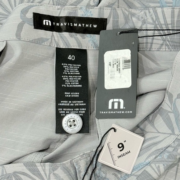 Travis Mathew Mens Size 40 Gray Floral Coastal Canyon Golf Performance 9” Short - Picture 13 of 14